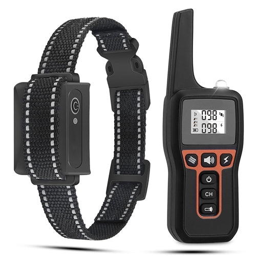 3280FT Dog Training Collar IP67 Waterproof Pet Beep Vibration Electric Shock Collar 3 Channels Rechargeable Transmitter Receiver Trainer with Flashlig - Black by VYSN