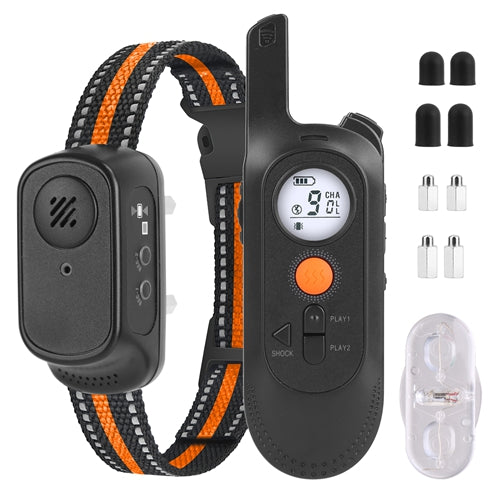 984FT Dog Training Collar IP65 Waterproof Pet Beep Vibration Electric Shock Collar 3 Channels Rechargeable Transmitter Receiver Trainer with Recording - Black by VYSN